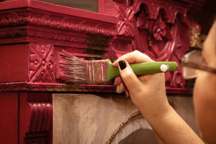 Exterior painting for render brick metal: final coat application