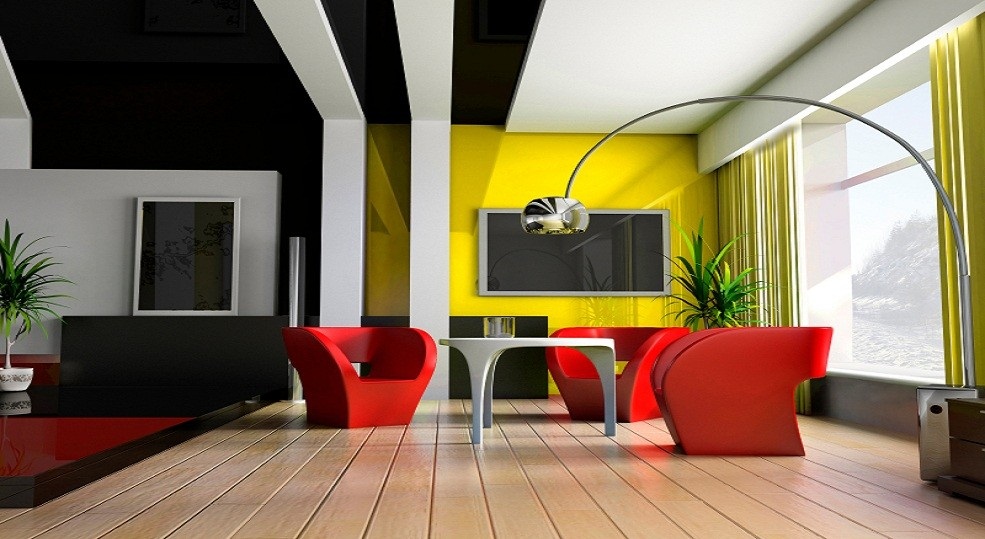 Living room wall with soft limewash paint texture