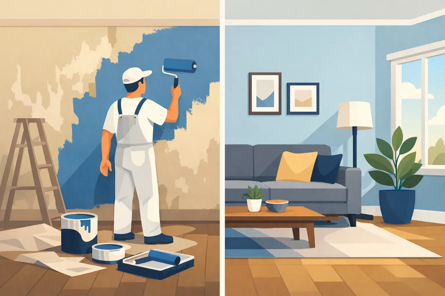 Interior House Painting Before and After