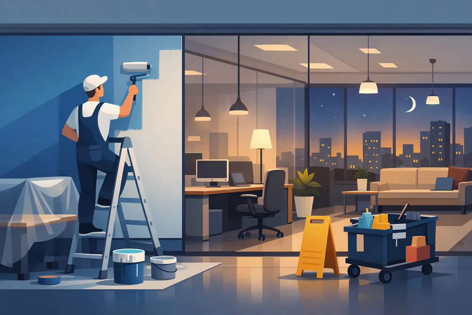 Office Repainting After Hours Without Disruption
