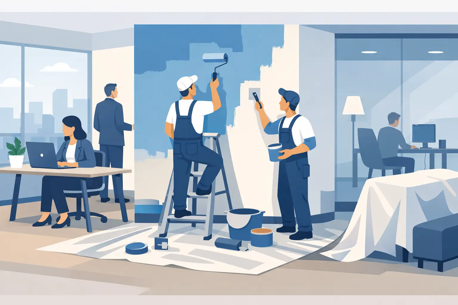 How to Paint Office Interiors Without Disruption